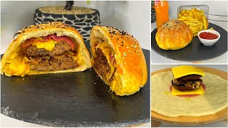 Kapali Hamburger  closed hamburger How to make Cheeseburger with Burger Bread [upl. by Gautier]