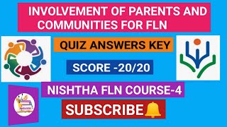 Involvement of Parents and Communities for FLN quiz answer key nishthaquiz involvementofparents [upl. by Ronnoc]