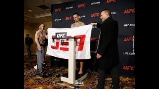 UFC 218 WeighIns Justin Gaethje Helps Out Max Holloway  MMA Fighting [upl. by Hanala]