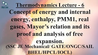 Thermodynamics Lecture 6 Internal energy enthalpy PMM1 Free expansion [upl. by Nollid385]