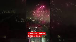 Multi colour shots Drone View drone shorts diwalispecial firecrackers skyview balconyview [upl. by Serafina]