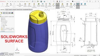 SolidWorks Surface Tutorial Bottle and Cap [upl. by Neeliak294]