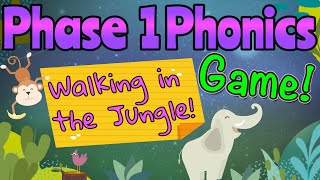 PHASE 1 PHONICS LISTENING GAME  WALKING IN THE JUNGLE  Initial Sounds phase1phonics [upl. by Hildebrandt]