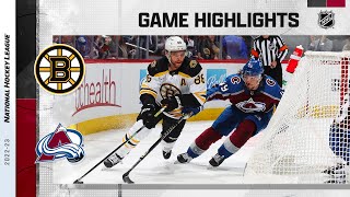 Bruins  Avalanche 127  NHL Highlights 2022 [upl. by Aicilef]