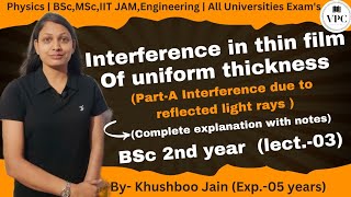 Interference in thin film parallel shape  lect03  optics physics optic bsc engineering [upl. by Kalindi]