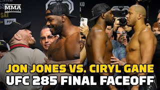 Jon Jones Has Tense Final Staredown With Ciryl Gane Conor McGregor Makes Cameo  UFC 285 [upl. by Sylram912]