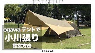 ogawaで小川張り設営手順 テントampタープ一体設営のコツ [upl. by Eremaj]