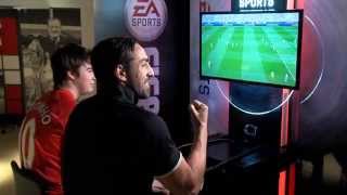 Jose Enrique takes on LFC fan at FIFA 15 [upl. by Akerahs]