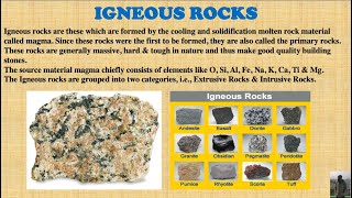 Igneous Rocks Introduction  Part1  Hindi  Engineering Geology [upl. by Nnaeerb]