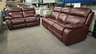 MBMegaBargains  Furniture Village Moreno 32 Seater Leather Electric Recliner Sofas [upl. by Aihsilat327]