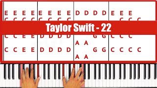 22 Taylor Swift Piano Tutorial Easy [upl. by Ayekat]