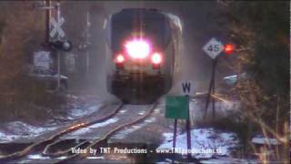 NECR amp Amtrak Trains at Sunset in North Amherst MA [upl. by Aerdnaxela]