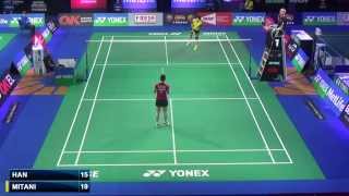 R32  WS  Minatsu Mitani vs Li Han  2014 Badminton Denmark Open [upl. by Gere]