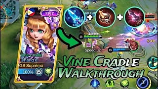 CHANGE VINE CRADLE EPIC SKIN WALKTHROUGH FULL GAMEPLAY ITEM BUILD 2023  MLBB 2023 [upl. by Latsyrcal]