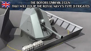 The Bofors 57mm Mk 3 gun that will equip the Royal Navys Type 31 frigates [upl. by Frolick796]