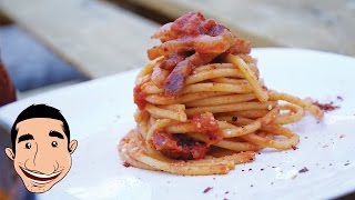 BUCATINI ALL AMATRICIANA  Italian Pasta Amatriciana  Amatriciana Sauce Recipe [upl. by Enyrhtac]