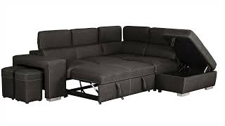 Urban Cali Pasadena Large Sleeper Sectional Sofa Bed with Storage Ottoman and 2 Stools [upl. by Enortna]