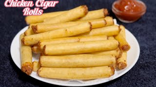 Crispy Chicken Cigar Rolls Recipe  Pencil Sticks  Make amp Freeze  Easy Snacks Recipe [upl. by Eiramlatsyrk943]