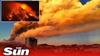 Italian volcano Mount Etna spectacular new eruption [upl. by Lyman651]