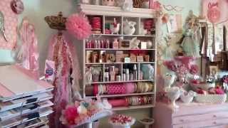 My Pink Shabby Craftroom Tour 2014 [upl. by Nottirb]