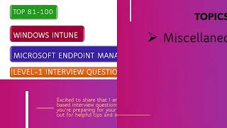 EntryLevel Intune Interview Questions and Answers  Microsoft Intune for Beginners Part8 [upl. by Ettegdirb]