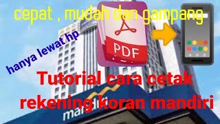 Tutorial cara download rekening koran mandiri di hp bankmandiri mandirionline internetbanking [upl. by Arinayed]