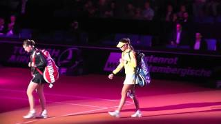 Ana Ivanovic vs Andrea Petkovic walk in  Porsche Tennis Grand Prix 2013 [upl. by Yalonda734]