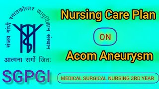 Nursing Care Plan on ACOM ANEURYSMvideo mbbs pgims bscnursing [upl. by Nodnrb]