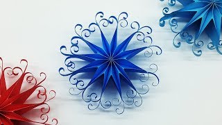 DIY 3D Quilling Paper Snowflakes  Christmas Tree Ornaments [upl. by Eillor986]