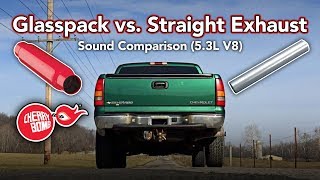 Cherry Bomb® Glasspack vs Straight Exhaust Pipe  Sound Comparison  53L Chevy [upl. by Hospers]