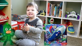 Calebs TOY ROOM Tour  PJ MASKS Super Moon Adventure HQ Rocket Unboxing in Playroom [upl. by Nediarb100]