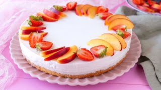 TORTA FREDDA allo YOGURT 🍑🍓Ricetta Facile [upl. by Usanis]