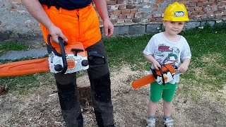 Chainsaw Stihl MS180 VS Toys Chainsaw Stihl for Kids [upl. by Dadirac]