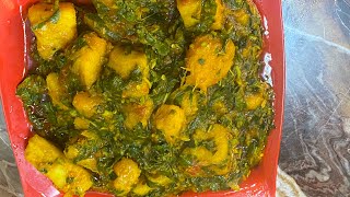 Simple Nigerian styleyam porridge Asarowith green amaranth leafvegetable leaf [upl. by Eireva617]