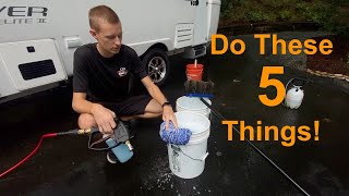 5 Easy Steps To Washing Your Fiberglass Travel Trailer Oliver Travel Trailer [upl. by Ong]