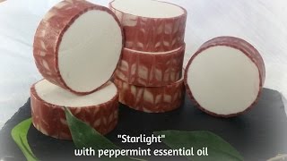 Making amp Cutting quotStarlightquot Rimmed Castile soap with Peppermint EO [upl. by Stilla]