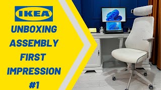 IKEA MATCHSPEL Part1 Unboxing Assembly First Impression Step by Step Installation Gaming Chair [upl. by Anayk]