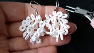 Летние серьги в технике фриволите иглой Tatting [upl. by Nas]