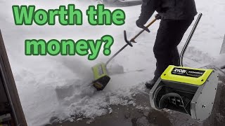 Ryobi Expand It 12 inch Snow Thrower Review [upl. by Ecnarual747]