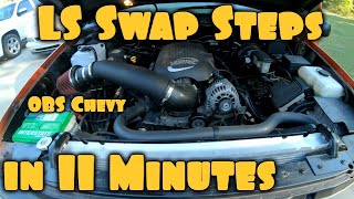 LS Swap Steps for OBS Chevy in 11 minutes v6 to v8 w nv3500 [upl. by Harat]