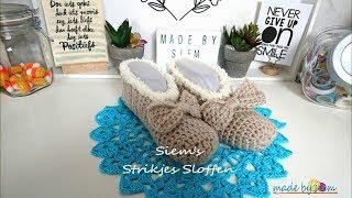 Siems Strikjes Sloffen  Haken  Tutorial [upl. by Uda506]