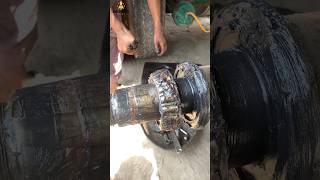 Truck hub greasing I truck rear wheel hub greasing skill IIndian truck mechanics [upl. by Teyut]