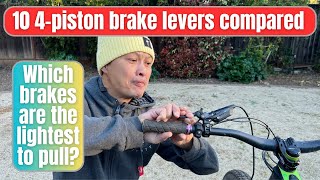 10 mtb brakes compared  lever actuation force to pull the best brakes are measured [upl. by Dumas]