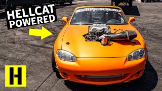 Dodge Hellcat Powered Mazda Miata Can do 6th Gear Burnouts [upl. by Askari]