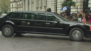 Watch Barack Obamas Beast do a fivepoint turn in Downing Street [upl. by Slemmer]