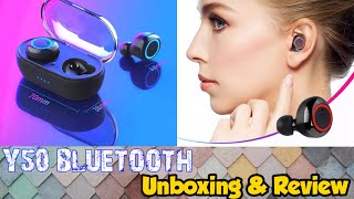 Y50 Bluetooth Earbuds Unboxing and Review Information 4 U [upl. by Romilda]