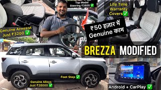 2023 Brezza LXI Modification 🔥 All Maruti Genuine Accessories With Price [upl. by Leahcar]