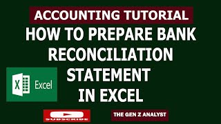 How to Prepare Bank Reconciliation Statement in Excel From Start to Finish  Full Tutorial [upl. by Morgun]