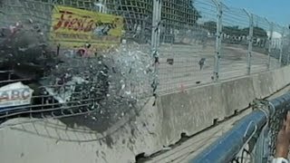 Grand Prix Crash Video 2013 Debris Rains Down on Fans After Dario Franchitti Accident [upl. by Simonne]