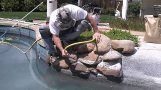 Pool Tile Cleaning Medford  Calcium removed from rocks [upl. by Hanala558]